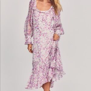 LoveShackFancy Julio Silk Midi Dress Size XS